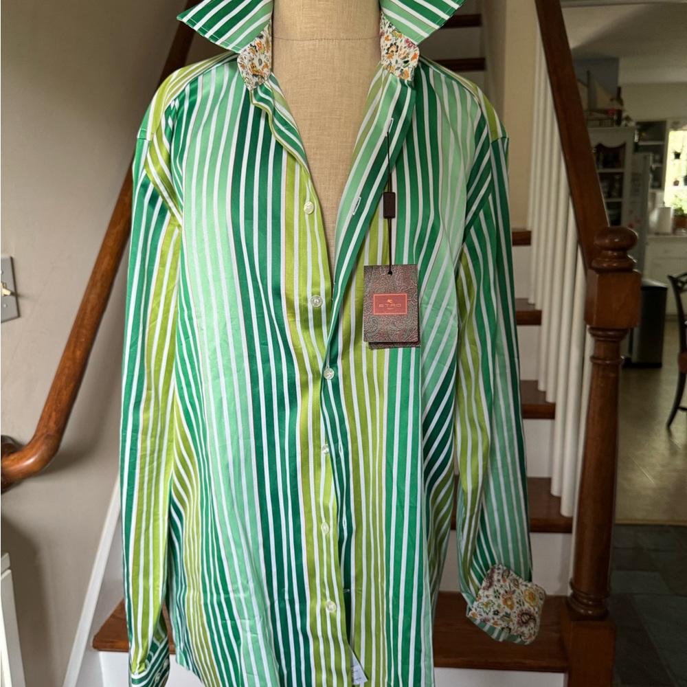 ETRO- Green Striped Shirt